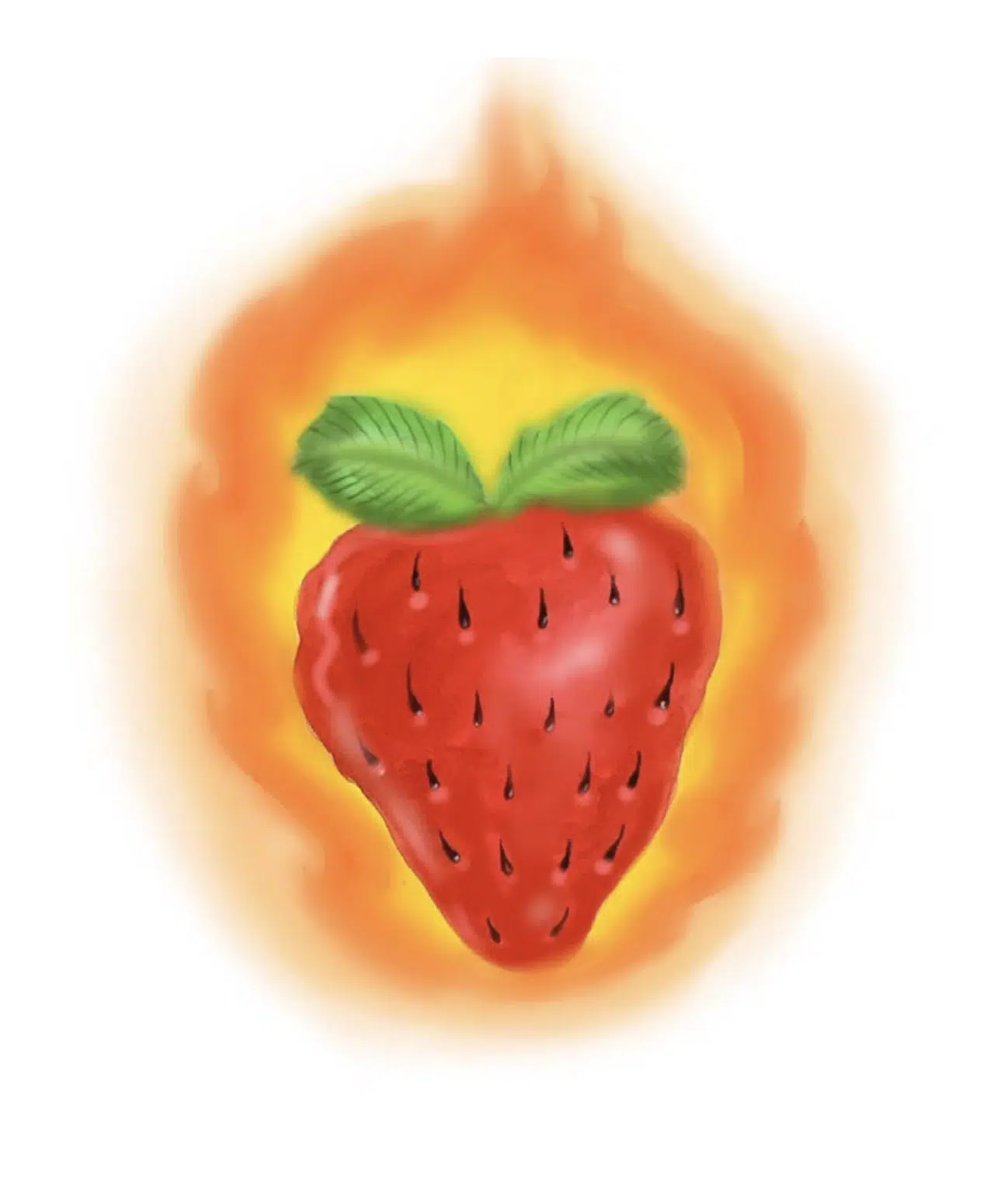 artwork of flaming strawberry